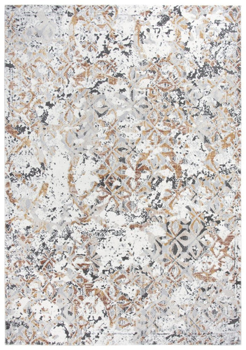 8' Beige Copper And Gray Medallion Area Rug