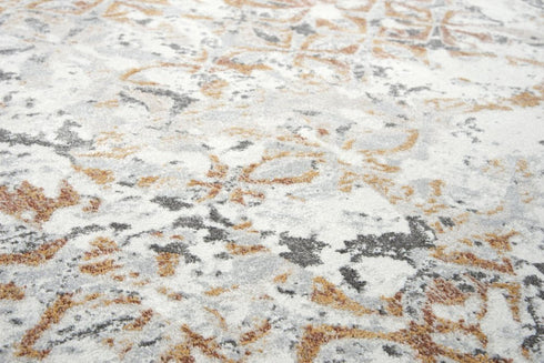 8' Beige Copper And Gray Medallion Area Rug