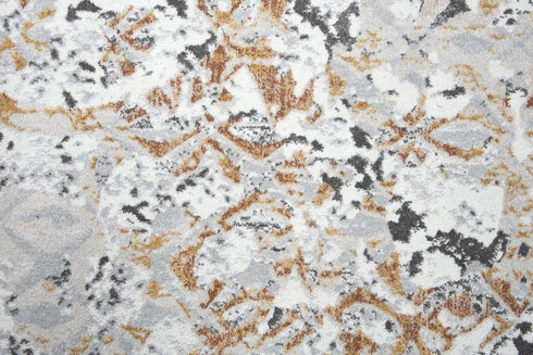 8' Beige Copper And Gray Medallion Area Rug