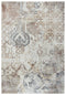 8' Beige Copper And Gray Damask Area Rug
