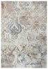 8' Beige Copper And Gray Damask Area Rug