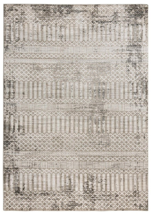 5' X 8' Natural And Brown Geometric Area Rug
