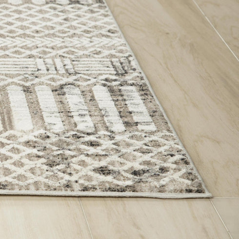 8' X 10' Natural And Brown Geometric Area Rug