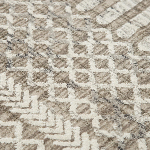 9' X 12' Natural And Brown Geometric Area Rug