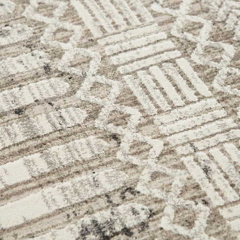 9' X 12' Natural And Brown Geometric Area Rug