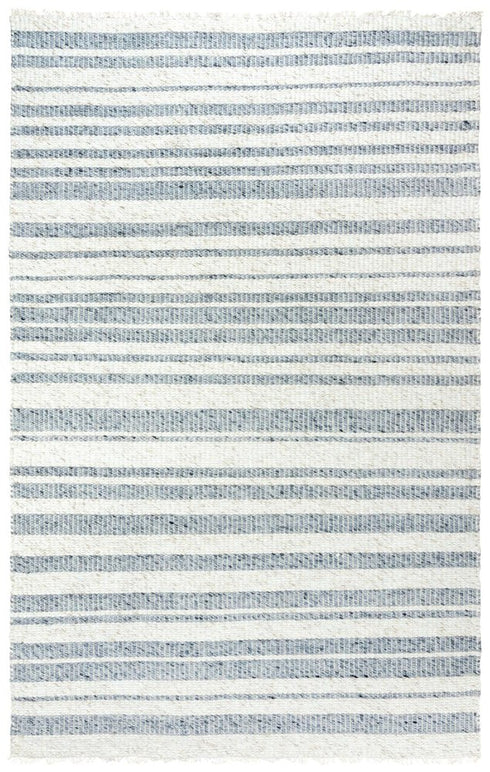 8' X 10' Ivory And Gray Wool Striped Hand Woven Area Rug