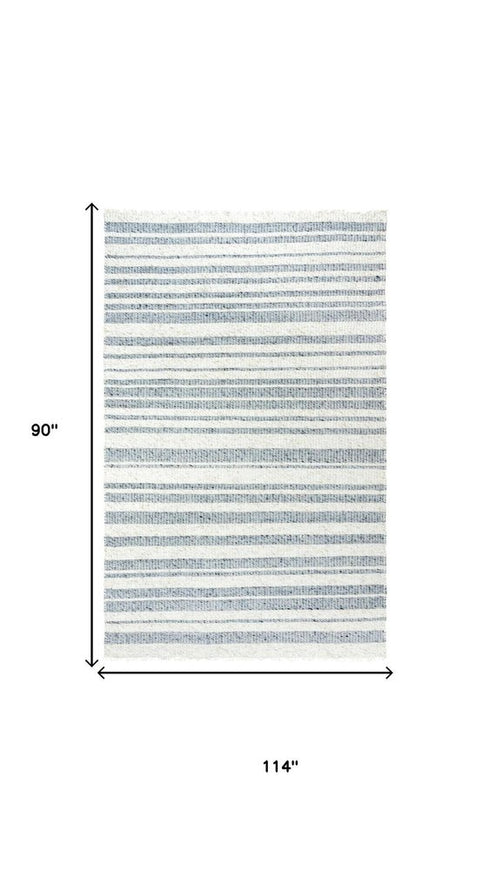 8' X 10' Ivory And Gray Wool Striped Hand Woven Area Rug