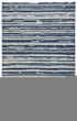 5' X 8' Ivory And Blue Wool Striped Hand Woven Area Rug