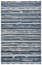 8' X 10' Ivory And Blue Wool Striped Hand Woven Area Rug