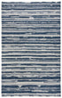8' X 10' Ivory And Blue Wool Striped Hand Woven Area Rug