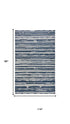 8' X 10' Ivory And Blue Wool Striped Hand Woven Area Rug