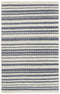 5' X 8' Ivory And Blue Wool Striped Hand Woven Area Rug