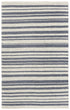 5' X 8' Ivory And Blue Wool Striped Hand Woven Area Rug