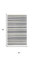 5' X 8' Ivory And Blue Wool Striped Hand Woven Area Rug