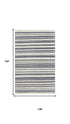 9' X 12' Ivory And Blue Wool Striped Hand Woven Area Rug