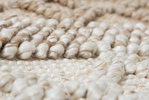9' X 12' Beige And Natural Wool Geometric Hand Woven Area Rug