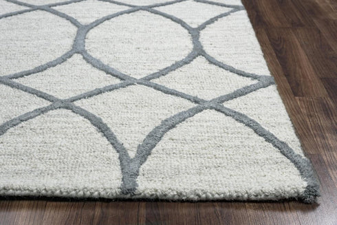 7' X 10' Ivory And Gray Wool Trellis Hand Tufted Area Rug