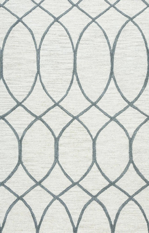 7' X 10' Ivory And Gray Wool Trellis Hand Tufted Area Rug