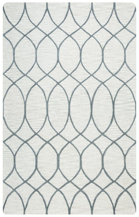 8' X 10' Ivory And Gray Wool Trellis Hand Tufted Area Rug