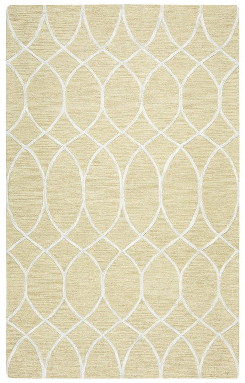 5' X 8' Beige And Yellow Wool Trellis Hand Tufted Area Rug