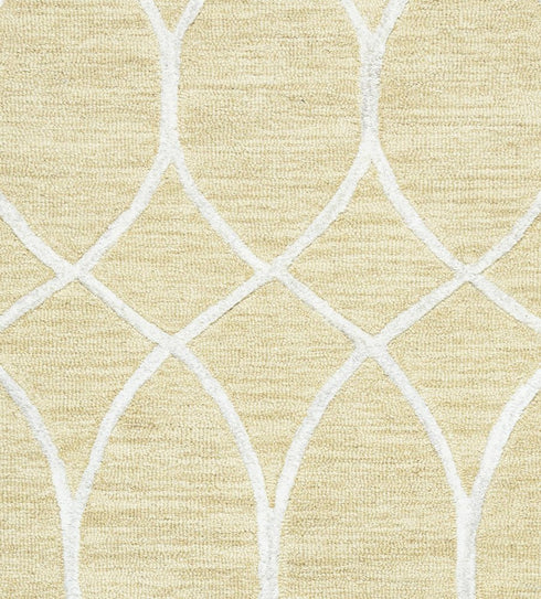 5' X 8' Beige And Yellow Wool Trellis Hand Tufted Area Rug