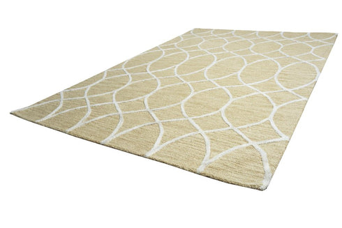 5' X 8' Beige And Yellow Wool Trellis Hand Tufted Area Rug