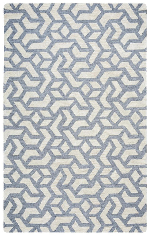 8' X 10' Off White And Gray Wool Geometric Hand Tufted Area Rug