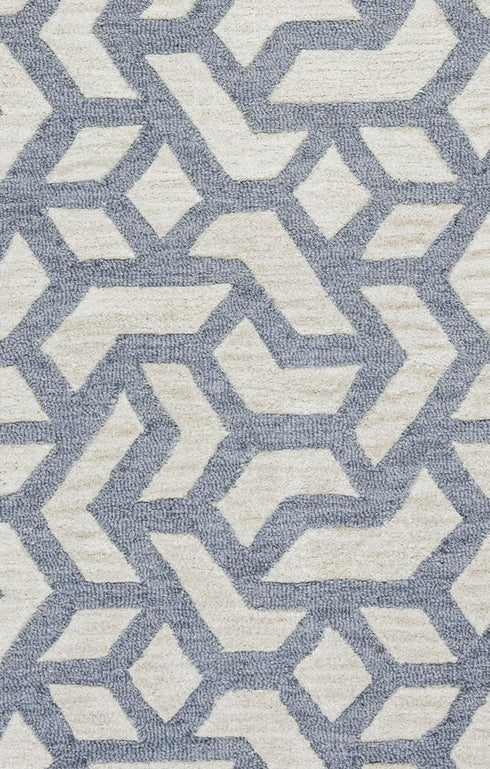 8' X 10' Off White And Gray Wool Geometric Hand Tufted Area Rug