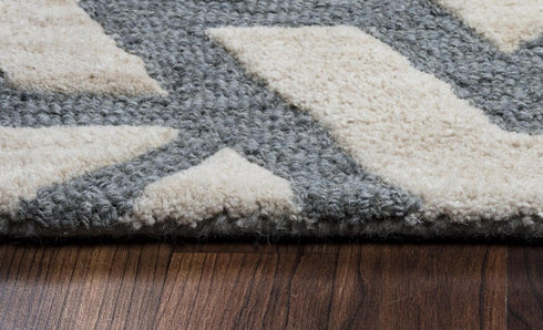 8' X 10' Off White And Gray Wool Geometric Hand Tufted Area Rug