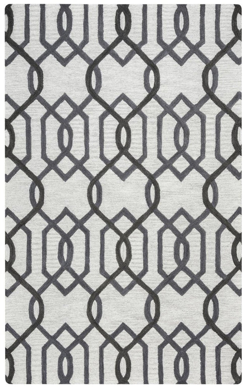 9' X 12' Gray And Ivory Wool Trellis Hand Tufted Area Rug