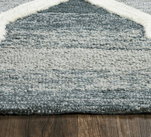 8' X 10' Gray And Blue Wool Trellis Hand Tufted Area Rug