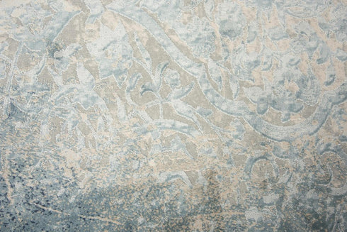 8' X 10' Teal Blue And Beige Trellis Area Rug
