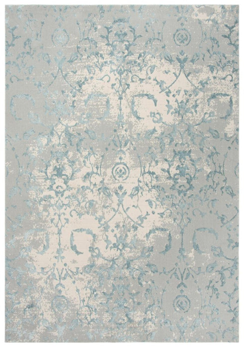 5' X 8' Gray And Blue Trellis Area Rug