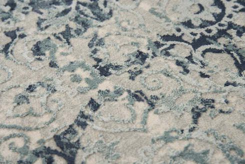 8' X 10' Gray And Teal Abstract Area Rug
