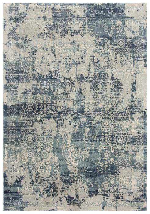 9' X 12' Gray And Teal Abstract Area Rug