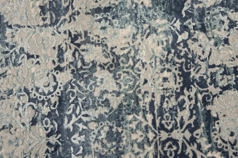 9' X 12' Gray And Teal Abstract Area Rug