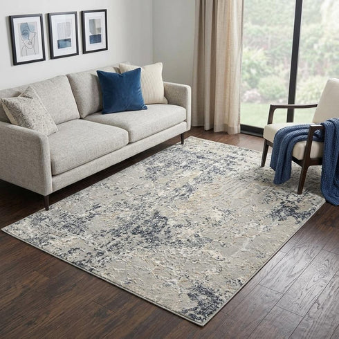 5' X 8' Cream Gray And Beige Abstract Area Rug