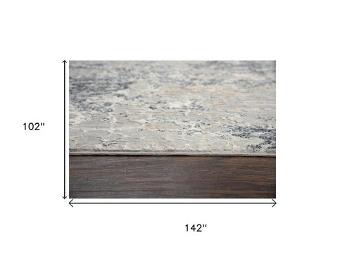 9' X 12' Cream Gray And Beige Abstract Area Rug