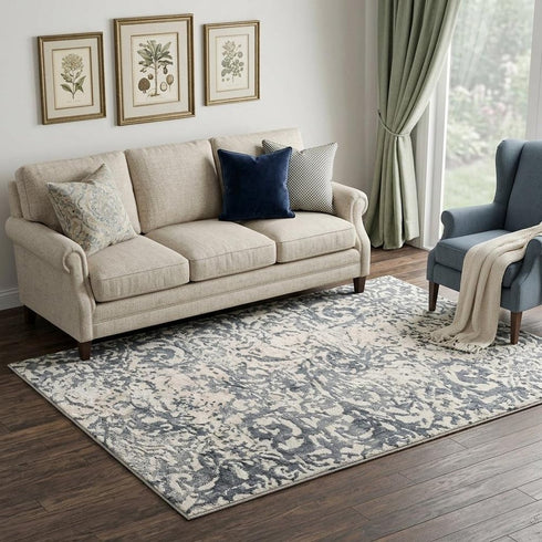 5' X 8' Cream And Gray Trellis Area Rug