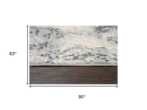 5' X 8' Cream Gray And Taupe Abstract Area Rug