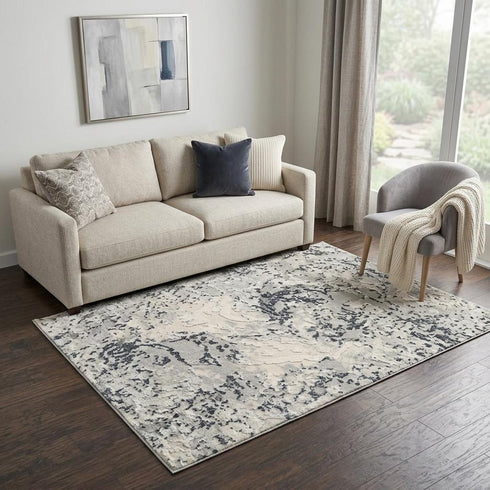 5' X 8' Cream Gray And Taupe Abstract Area Rug