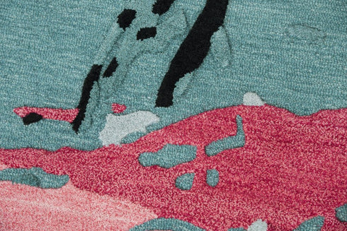 8' X 10' Teal And Blue Wool Abstract Hand Tufted Area Rug