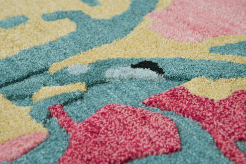 8' X 10' Teal And Blue Wool Abstract Hand Tufted Area Rug