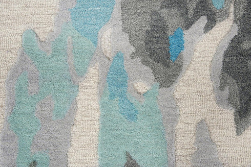 8' X 10' Beige And Blue Wool Abstract Hand Tufted Area Rug