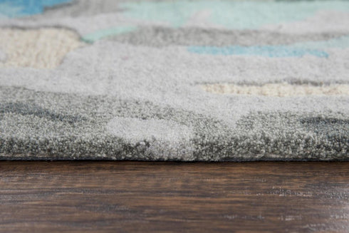 8' X 10' Beige And Blue Wool Abstract Hand Tufted Area Rug