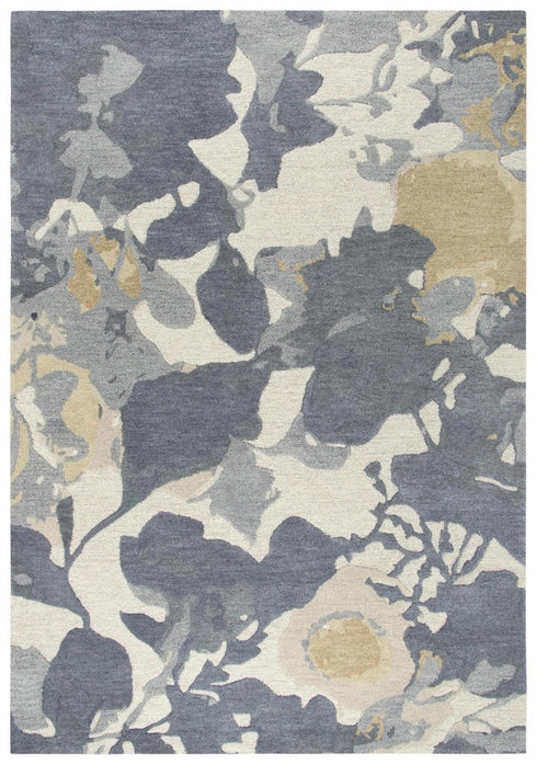 8' X 10' Gray And Beige Wool Floral Hand Tufted Area Rug