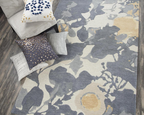8' X 10' Gray And Beige Wool Floral Hand Tufted Area Rug