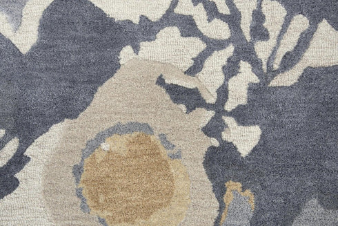 8' X 10' Gray And Beige Wool Floral Hand Tufted Area Rug