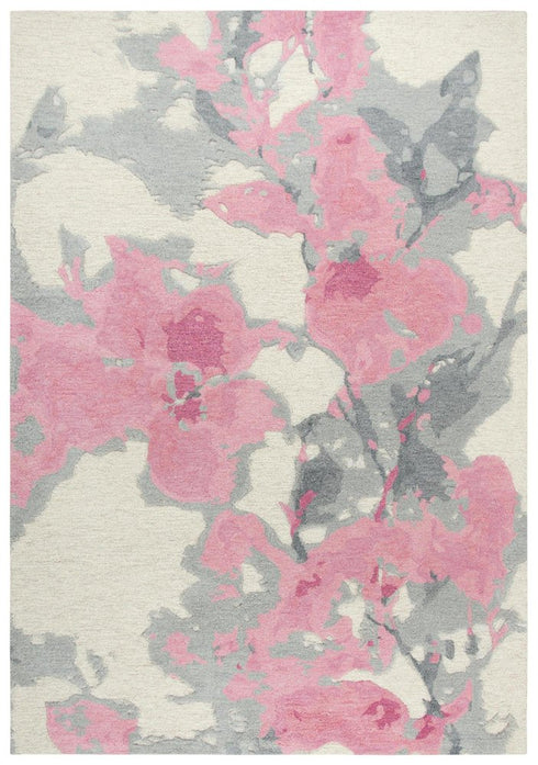 8' X 10' Beige And Pink Wool Floral Hand Tufted Area Rug