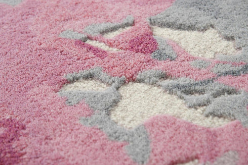 8' X 10' Beige And Pink Wool Floral Hand Tufted Area Rug